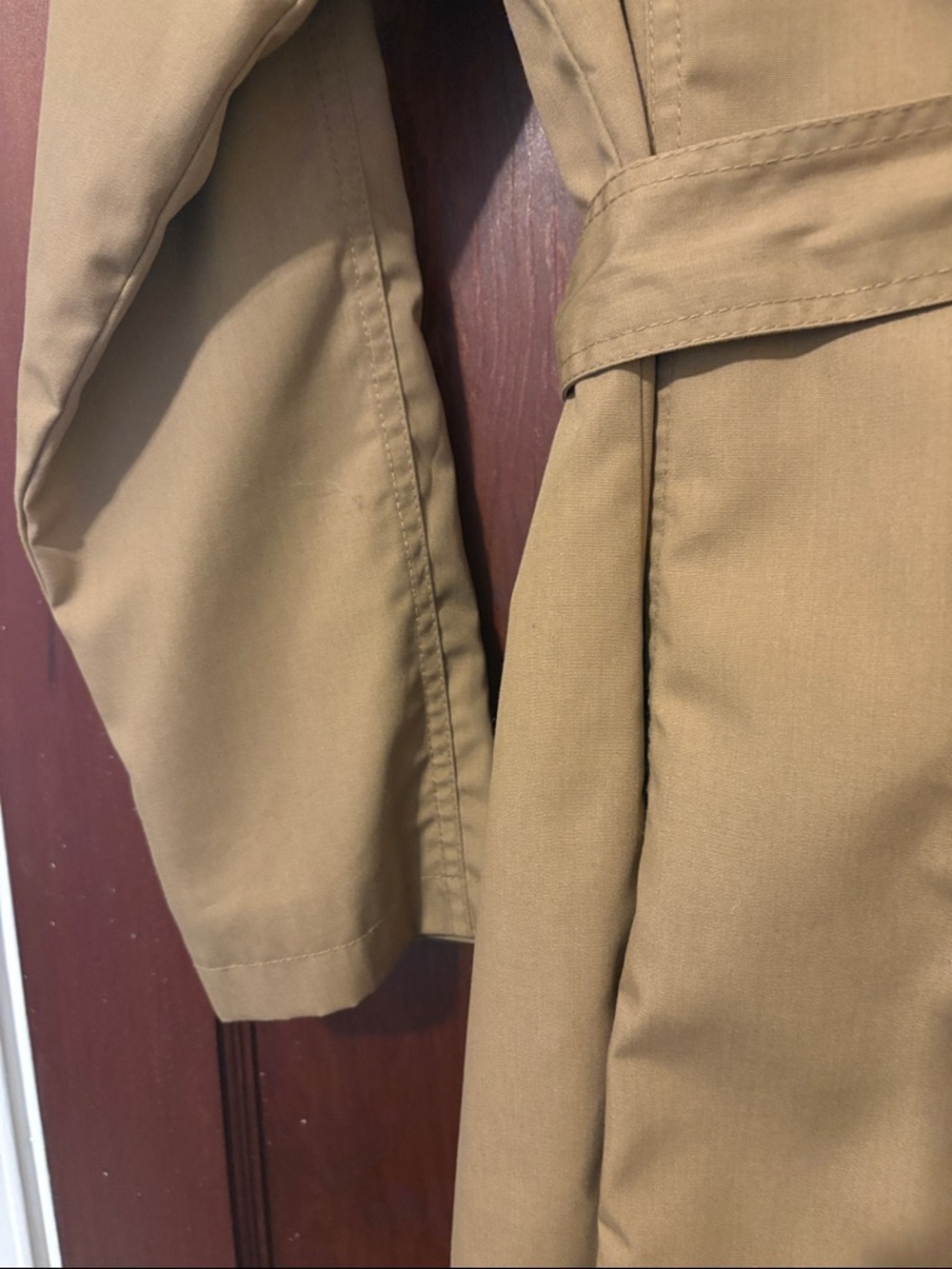 Merona Women's Khaki Double-Breasted Trench Coat with Waist Tie - Picture 8 of 10